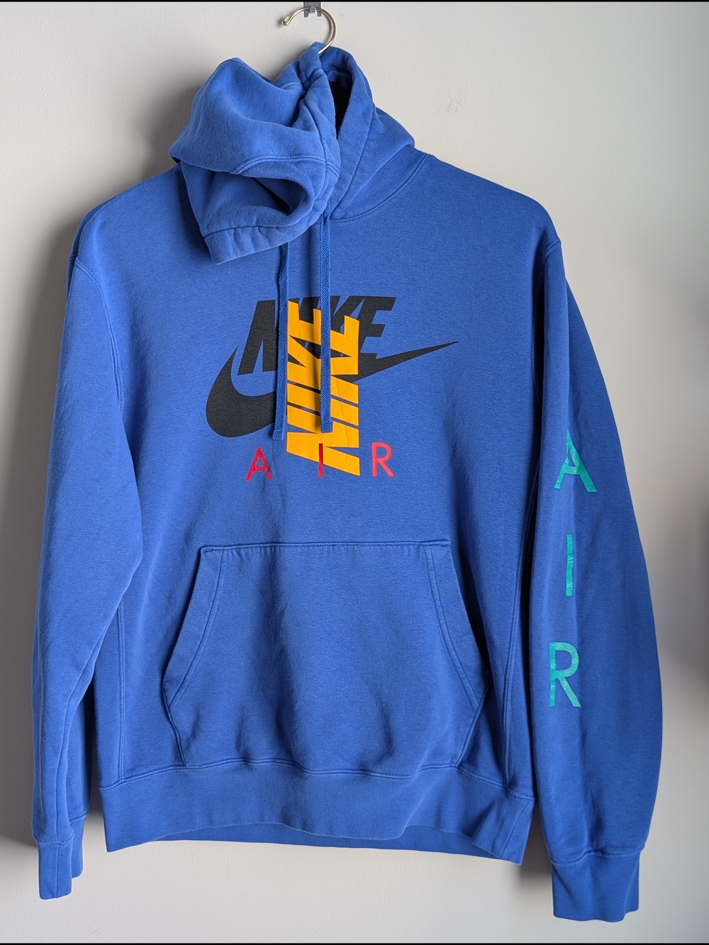 Vintage Nike Air Hoodie Men's Size Small Big Logo Blue Unique Streetwear Pocket